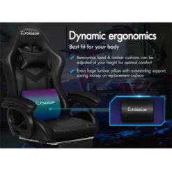 ELFORDSON Gaming Chair With RGB LED Light 8-Point Massage, Black 8 ELFORDSON Gaming Chair With RGB LED Light 8-Point Massage, Black -Office Furniture Store 77660633 4
