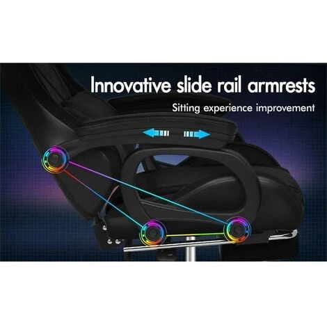 ELFORDSON Gaming Chair With RGB LED Light 8-Point Massage, Black 5 ELFORDSON Gaming Chair With RGB LED Light 8-Point Massage, Black - Image 5