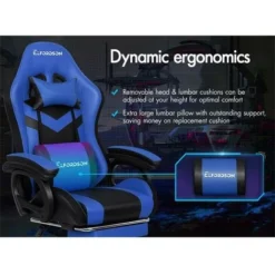 ELFORDSON Gaming Chair With RGB LED Light 8-Point Massage, Blue & Black -Office Furniture Store 77707042 4