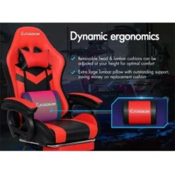 ELFORDSON Gaming Chair With RGB LED Light 8-Point Massage, Red & Black -Office Furniture Store 77707046 4