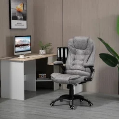Vinsetto High Back Home Office Chair Swivel Microfibre Fabric Desk Chair Grey -Office Furniture Store 78946901 3