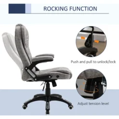 Vinsetto High Back Home Office Chair Swivel Microfibre Fabric Desk Chair Grey -Office Furniture Store 78946901 5