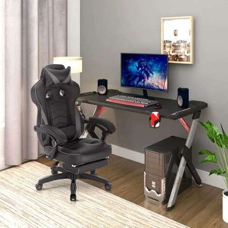 WOLTU Gaming Desk LED Black Computer Racing Table With Cup Holder Headphone Hook Black 2 WOLTU Gaming Desk LED Black Computer Racing Table With Cup Holder Headphone Hook Black - Image 2