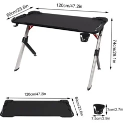 WOLTU Gaming Desk LED Black Computer Racing Table With Cup Holder Headphone Hook Black 7 WOLTU Gaming Desk LED Black Computer Racing Table With Cup Holder Headphone Hook Black -Office Furniture Store 79116678 3