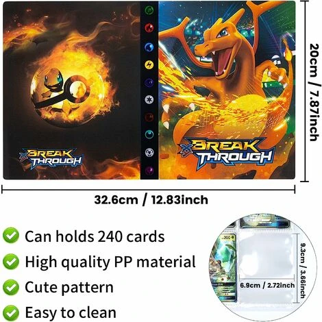 Trading Card Holder, Pokemon Card Binder, Pokemon Gx Vmax Cards Album, Card Protector Book, 30 Pages 240 Cards Capacity 2 Trading Card Holder, Pokemon Card Binder, Pokemon Gx Vmax Cards Album, Card Protector Book, 30 Pages 240 Cards Capacity - Image 2