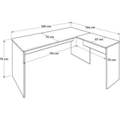 FWStyle Matt White L-shaped Large Corner Home Office Desk. Build It Left Or Right Handed. -Office Furniture Store 79830242 3