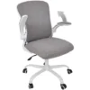 Puluomis Office Chair, Ergonomic Desk Chair, Swivel Chair With Lumbar Support, Flip Up Armrests, Dark Grey
