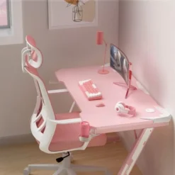 Z Shaped Gaming Desk Carbon Fiber Desktop PC Computer Desk Office Desk,Pink -Office Furniture Store 81090703 4