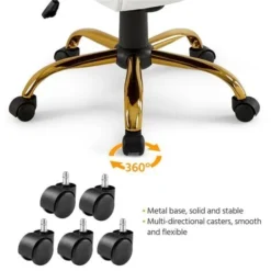 Yaheetech Mid-Back Office Chair With Gold Frame, White -Office Furniture Store 81208959 4
