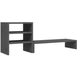 Monitor Stand Grey 81x20x30 Cm Solid Wood Pine VidaXL