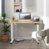 Devoko Bureau Assis Debout Électrique Réglable En Hauteur, Panneau Avec 4 Claviers à Mémoire Automatique, Cadre En Acier, Équipé Du Système Anti-Collision, 120CM,Beige