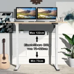 Devoko Bureau Assis Debout Électrique Réglable En Hauteur, Panneau Avec 4 Claviers à Mémoire Automatique, Cadre En Acier, Équipé Du Système Anti-Collision, 120CM,Beige 7 Devoko Bureau Assis Debout Électrique Réglable En Hauteur, Panneau Avec 4 Claviers à Mémoire Automatique, Cadre En Acier, Équipé Du Système Anti-Collision, 120CM,Beige -Office Furniture Store 81389180 3