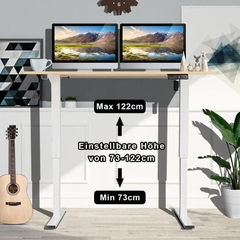 Devoko Bureau Assis Debout Électrique Réglable En Hauteur, Panneau Avec 4 Claviers à Mémoire Automatique, Cadre En Acier, Équipé Du Système Anti-Collision, 120CM,Beige 3 Devoko Bureau Assis Debout Électrique Réglable En Hauteur, Panneau Avec 4 Claviers à Mémoire Automatique, Cadre En Acier, Équipé Du Système Anti-Collision, 120CM,Beige - Image 3