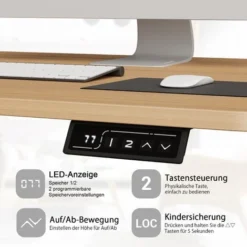 Devoko Bureau Assis Debout Électrique Réglable En Hauteur, Panneau Avec 4 Claviers à Mémoire Automatique, Cadre En Acier, Équipé Du Système Anti-Collision, 120CM,Beige 8 Devoko Bureau Assis Debout Électrique Réglable En Hauteur, Panneau Avec 4 Claviers à Mémoire Automatique, Cadre En Acier, Équipé Du Système Anti-Collision, 120CM,Beige -Office Furniture Store 81389180 4