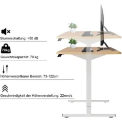 Devoko Bureau Assis Debout Électrique Réglable En Hauteur, Panneau Avec 4 Claviers à Mémoire Automatique, Cadre En Acier, Équipé Du Système Anti-Collision, 120CM,Beige 9 Devoko Bureau Assis Debout Électrique Réglable En Hauteur, Panneau Avec 4 Claviers à Mémoire Automatique, Cadre En Acier, Équipé Du Système Anti-Collision, 120CM,Beige -Office Furniture Store 81389180 5
