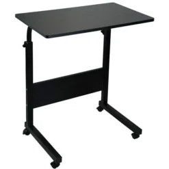 Simpa Black Height Adjustable Mobile Desk Overbed Table
