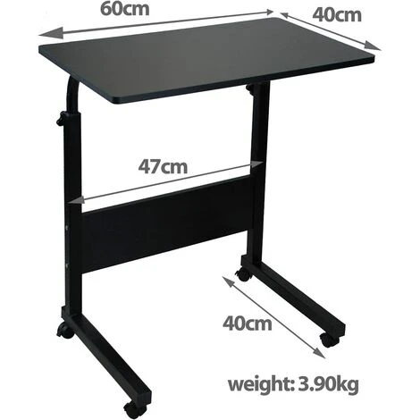 Simpa Black Height Adjustable Mobile Desk Overbed Table 4 Simpa Black Height Adjustable Mobile Desk Overbed Table - Image 4