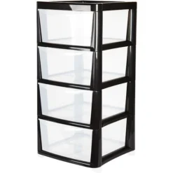 Simpa Large 4 Drawer Storage Tower Units - BLACK