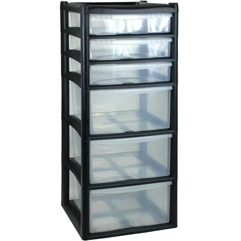 Simpa Large 6 Drawer Storage Tower Units - BLACK 1 Simpa Large 6 Drawer Storage Tower Units - BLACK
