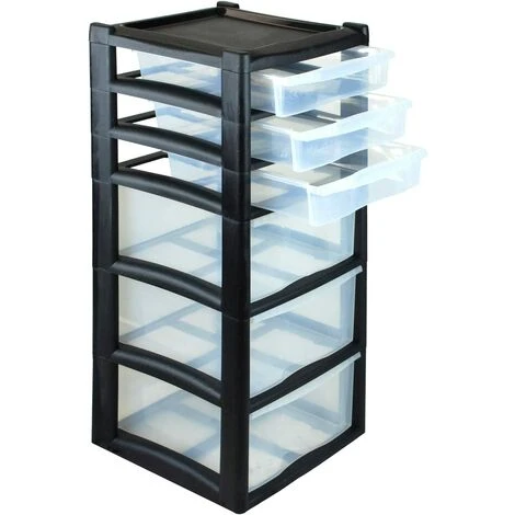 Simpa Large 6 Drawer Storage Tower Units - BLACK 2 Simpa Large 6 Drawer Storage Tower Units - BLACK - Image 2