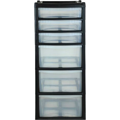 Simpa Large 6 Drawer Storage Tower Units - BLACK 3 Simpa Large 6 Drawer Storage Tower Units - BLACK - Image 3