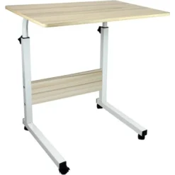 Simpa Birch Height Adjustable Mobile Desk Overbed Table
