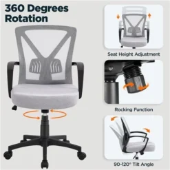 Yaheetech Mesh Office Chair Executive Desk Chair, Light Gray 8 Yaheetech Mesh Office Chair Executive Desk Chair, Light Gray -Office Furniture Store 83169716 4