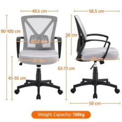 Yaheetech Mesh Office Chair Executive Desk Chair, Light Gray 9 Yaheetech Mesh Office Chair Executive Desk Chair, Light Gray -Office Furniture Store 83169716 5