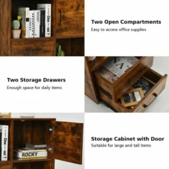 Mobile File Cabinet Rolling Printer Stand Lateral Stationery Storage Organizer -Office Furniture Store 83626472 4