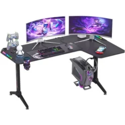 UNHO L-Shape Right Corner Gaming Desk Ergonomic PC Computer Racing Table, Right