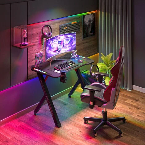 100cm Gaming Desk Computer Table PC Laptop RGB LED Lights Racing Gamer Workstation 1 100cm Gaming Desk Computer Table PC Laptop RGB LED Lights Racing Gamer Workstation