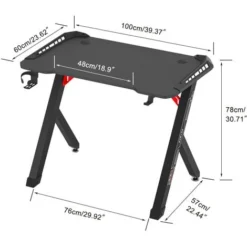 100cm Gaming Desk Computer Table PC Laptop RGB LED Lights Racing Gamer Workstation 8 100cm Gaming Desk Computer Table PC Laptop RGB LED Lights Racing Gamer Workstation -Office Furniture Store 83908011 4