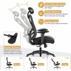 Ergonomic Mesh Office Chair High Back Executive Chair Swivel Reclining Chair -Office Furniture Store 84708928 3