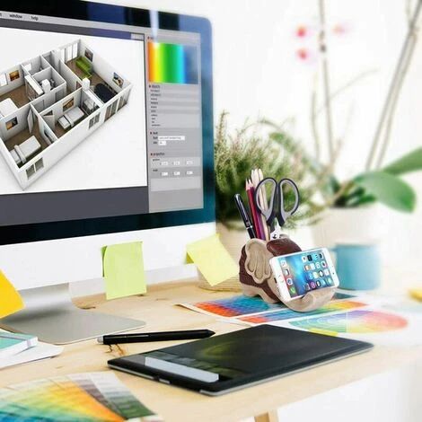 Pen Holder With Phone Stand Resin Elephant Shaped Pen Case Cell Phone Stand Carving Brush Scissors Holder Desk Organizer Decor For Office Desk Home Decorative (B 2 Pen Holder With Phone Stand Resin Elephant Shaped Pen Case Cell Phone Stand Carving Brush Scissors Holder Desk Organizer Decor For Office Desk Home Decorative (B - Image 2