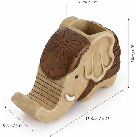 Pen Holder With Phone Stand Resin Elephant Shaped Pen Case Cell Phone Stand Carving Brush Scissors Holder Desk Organizer Decor For Office Desk Home Decorative (B 4 Pen Holder With Phone Stand Resin Elephant Shaped Pen Case Cell Phone Stand Carving Brush Scissors Holder Desk Organizer Decor For Office Desk Home Decorative (B - Image 4