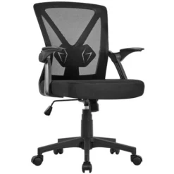 Yaheetech Mesh Office Chair With 90° Flip-up Armrests, Black