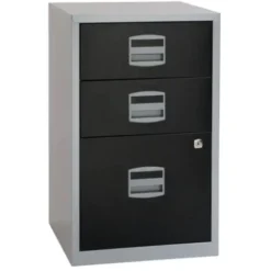Bisley A4 3 Drawer Filing Cabinet - Silver & Black