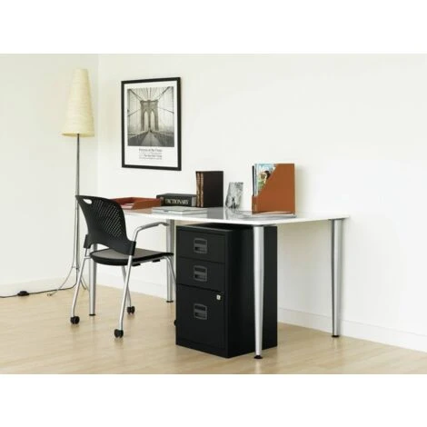 Bisley A4 3 Drawer Filing Cabinet - Silver & Black 2 Bisley A4 3 Drawer Filing Cabinet - Silver & Black - Image 2