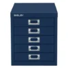 Bisley 5 Drawer Filing Cabinet - Oxford Blue
