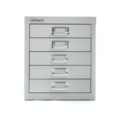 Bisley 5 Drawer Filing Cabinet - Silver