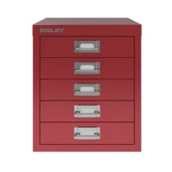 Bisley 5 Drawer Filing Cabinet - Red