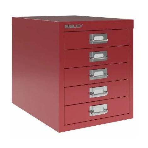 Bisley 5 Drawer Filing Cabinet - Red 2 Bisley 5 Drawer Filing Cabinet - Red - Image 2
