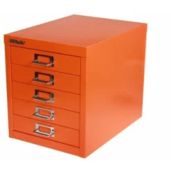 Bisley 5 Drawer Filing Cabinet - Orange