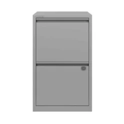 Bisley A4 2 Drawer Flush Front Filing Cabinet - Silver