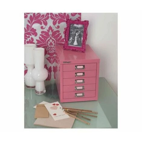 Bisley 5 Drawer Filing Cabinet - Pink 2 Bisley 5 Drawer Filing Cabinet - Pink - Image 2