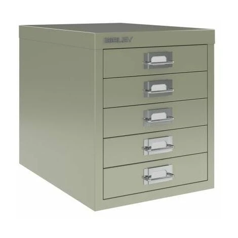 Bisley 5 Drawer Filing Cabinet - Goose Grey 2 Bisley 5 Drawer Filing Cabinet - Goose Grey - Image 2