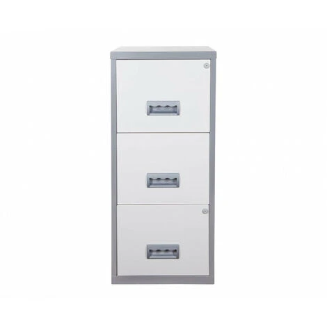 Pierre Henry 3 Drawer Maxi Filing Cabinet - Silver/White 1 Pierre Henry 3 Drawer Maxi Filing Cabinet - Silver/White