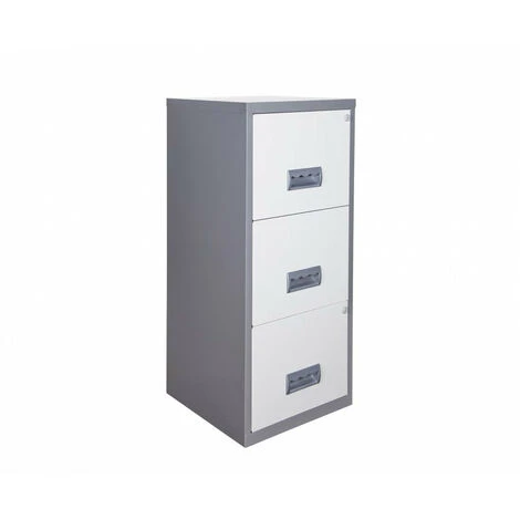 Pierre Henry 3 Drawer Maxi Filing Cabinet - Silver/White 2 Pierre Henry 3 Drawer Maxi Filing Cabinet - Silver/White - Image 2
