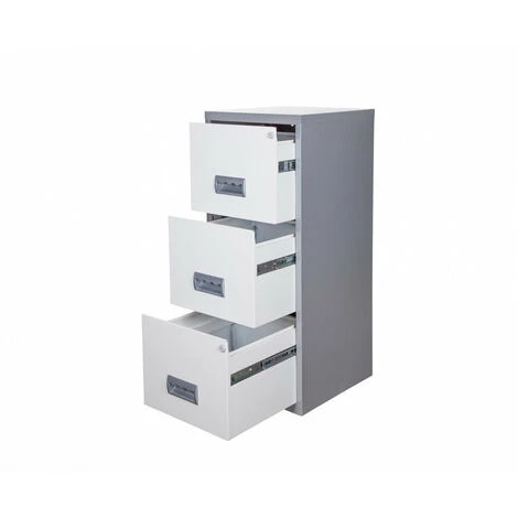 Pierre Henry 3 Drawer Maxi Filing Cabinet - Silver/White 3 Pierre Henry 3 Drawer Maxi Filing Cabinet - Silver/White - Image 3