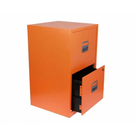 Bisley 2 Drawer Metal Filing Cabinet - Orange 3 Bisley 2 Drawer Metal Filing Cabinet - Orange - Image 3